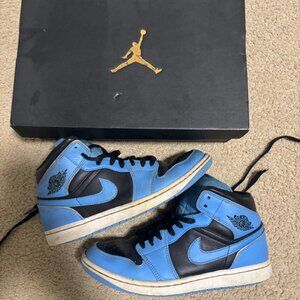 Nike Air Jordan 1 Mid Men's University Blue Black White (DQ8426-401) -- USED